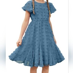 Dark Blue Swiss Knot Dress With Flowy Skirt
